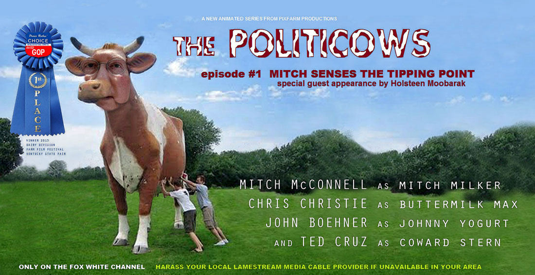 THE POLITICOWS is new animated TV series where cows discuss Republican politics.