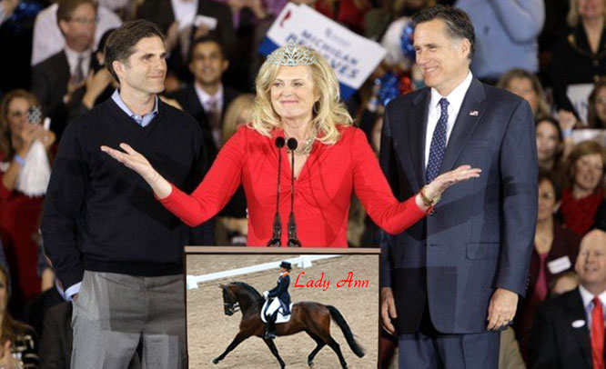 Lady Ann Romney rides a millon dollar pony!