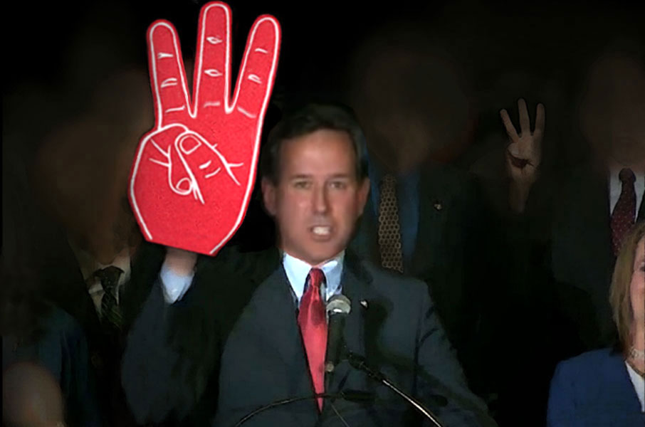 Santorum ecstatic after triple penetration!